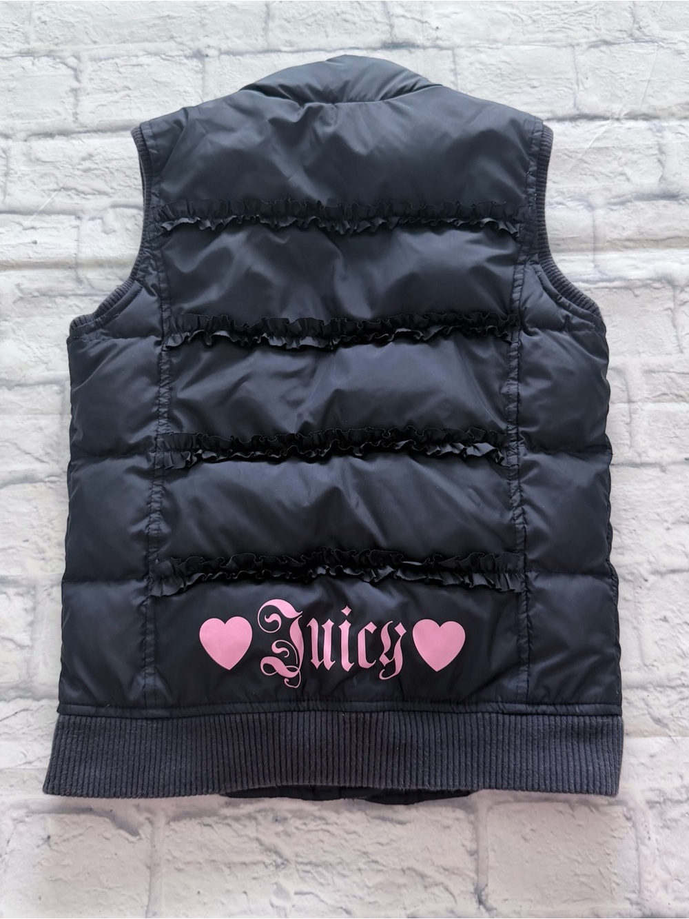 Juicy Couture Ruffle Puffer Vest Girls 8 | Navy Blue Y2K